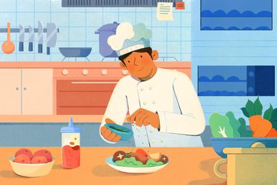 Skilled chefs preparing food